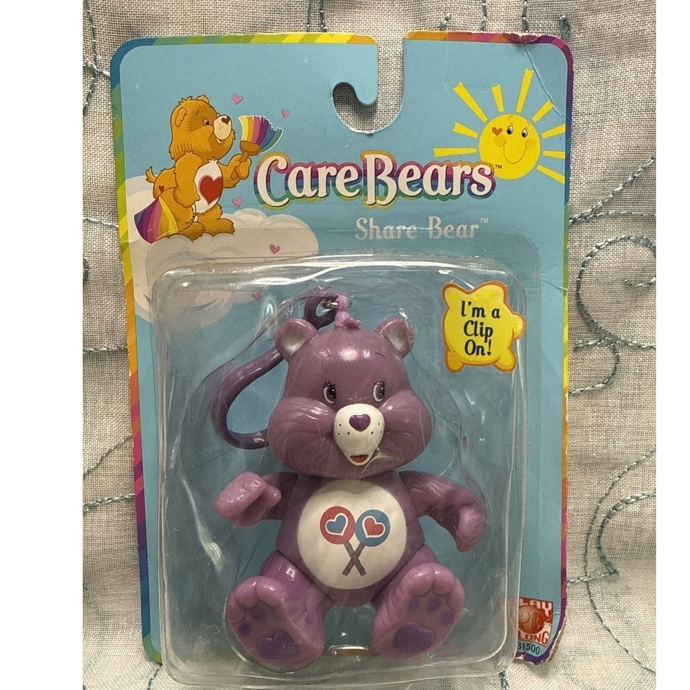 2003 Care Bears Share Bear Clip On Poseable Figure New In Package NIP Toy